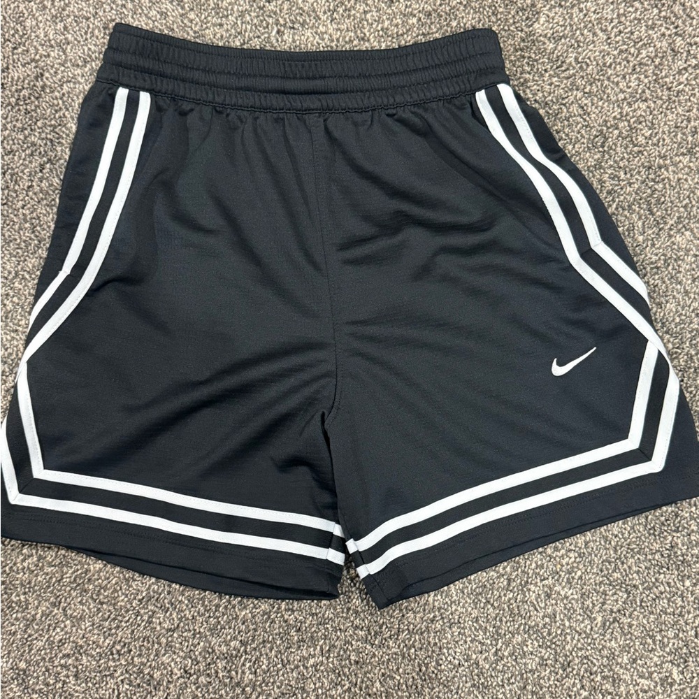 Nike Black Shorts with White Drawstring and White Swoosh